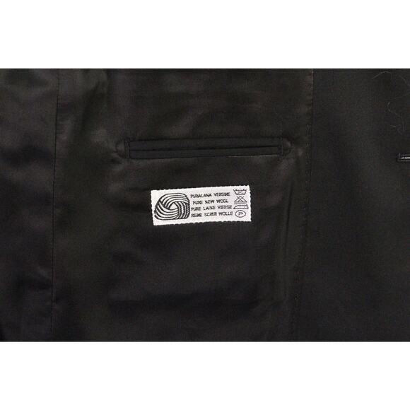 Naldini Solid Black Super 150's Wool 3-Btn Blazer Jacket Hand Tailored 42R - Picture 9 of 13